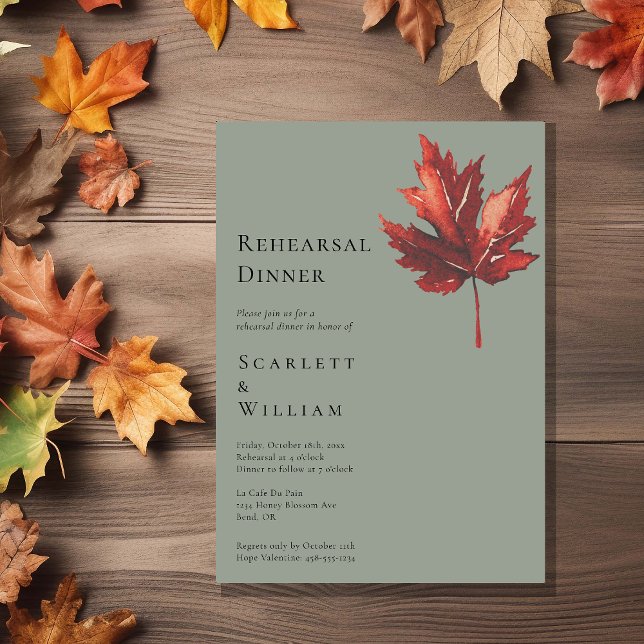 Simple Fall Sage Green Wedding Rehearsal Dinner Invitation (Creator Uploaded)