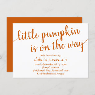 Simple Fall Shower   Burnt Orange Little Pumpkin Invitation