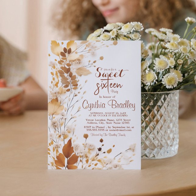 Simple fall Sweet Sixteen Birthday Party  Invitation (Creator Uploaded)