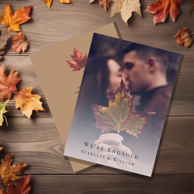 Simple Fall Terracotta Elegant Photo We're Engaged Invitation (Creator Uploaded)