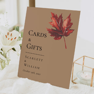 Simple Fall Terracotta Wedding Cards and Gifts Pedestal Sign