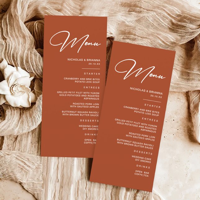 Simple Fall Terracotta Wedding  Menu (Creator Uploaded)