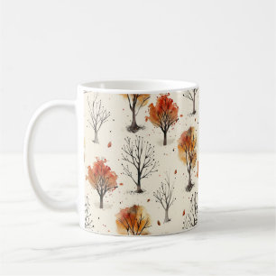 Simple Fall Trees Print Autumn Aesthetic Coffee Mug