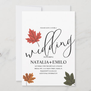 Simple Fall Wedding Leaf Invitation