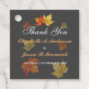Simple Falling Maple Leaves Wedding Favour Tags