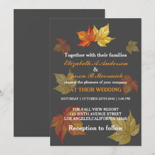 Simple Falling Maple Leaves Wedding Invitation