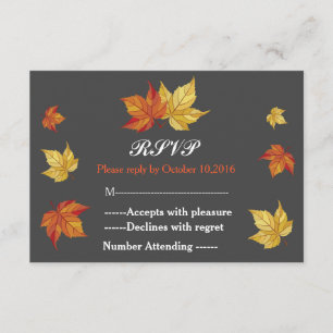 Simple Falling Maple Leaves Wedding RSVP Card