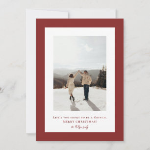Simple Falu red frame photo  Holiday Card