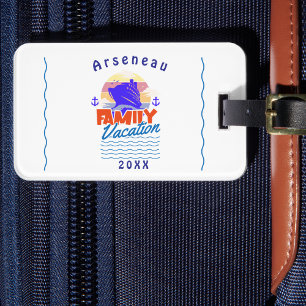 Simple Family Cruise Blue Personalize Luggage Tag