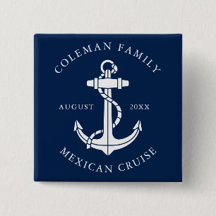 Simple Family Cruise Nautical Boat Anchor 15 Cm Square Badge