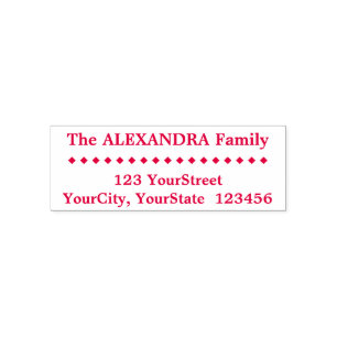Simple Family Last Name, Address, Diamond Shapes Self-inking Stamp