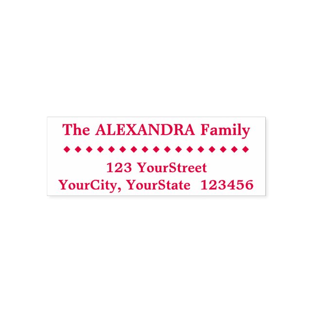 Simple Family Last Name, Address, Diamond Shapes Self-inking Stamp (Design)