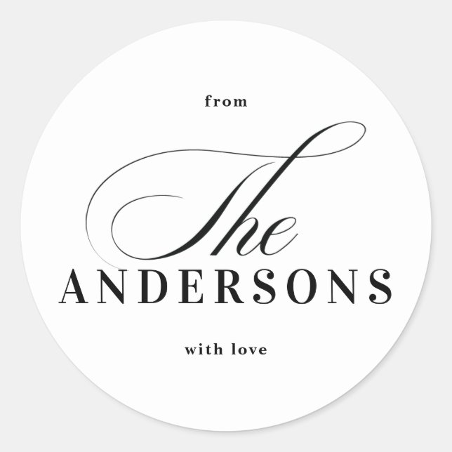 Simple Family Name Christmas Holiday Sticker (Front)