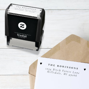 Simple Family Name & Hearts   Return Address  Self-inking Stamp