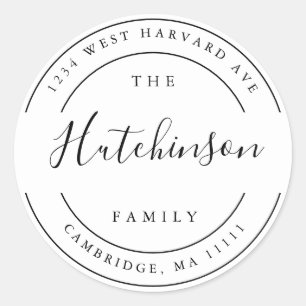 Simple Family Name Round Return Address Label
