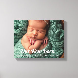  Simple Family  New Born Baby Photo Personalise Canvas Print