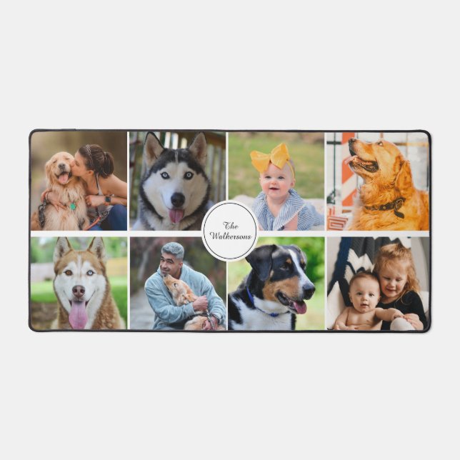Simple Family Pets 8 Photo Collage Custom Desk Mat (Front)