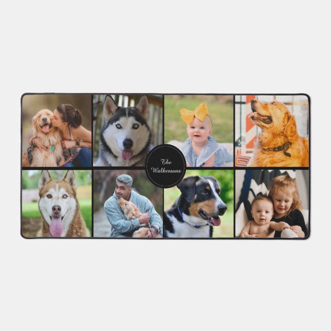 Simple Family Pets 8 Photo Collage Custom Desk Mat (Front)