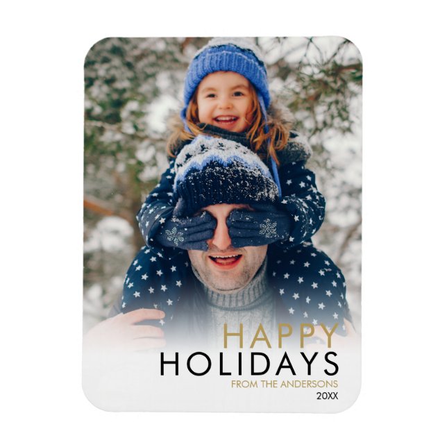 Simple Family Photo Christmas Happy Holidays Magnet (Vertical)