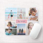 Simple Family Photo Collage & Pink Monogram Mouse Mat (With Mouse)