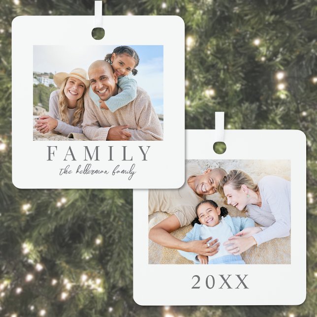 Simple Family Photo Double Sided Christmas Metal Tree Decoration (Simple Family Photo Double Sided Christmas Metal Ornament )