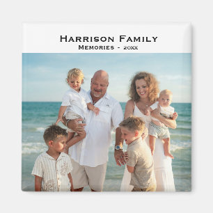 Simple Family Photo Memories Year Square Magnet