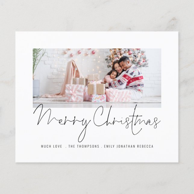 Simple Family Photo Script Merry Christmas Card (Front)