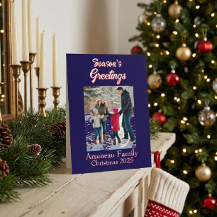 Simple Family Photo Season's Greeting Personalise Holiday Card