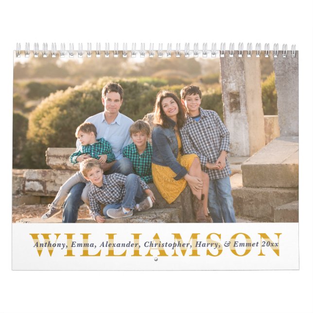 Simple Family Portrait Custom Last Name Calendar (Cover)