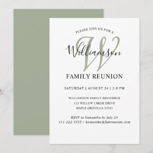 Simple Family Reunion Monogram Invitation