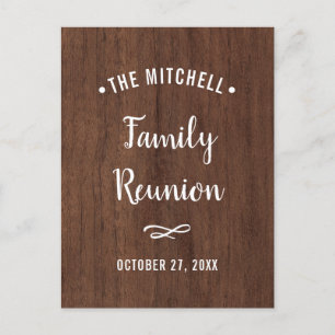 Simple Family Reunion Rustic Wood Look Invitation Postcard