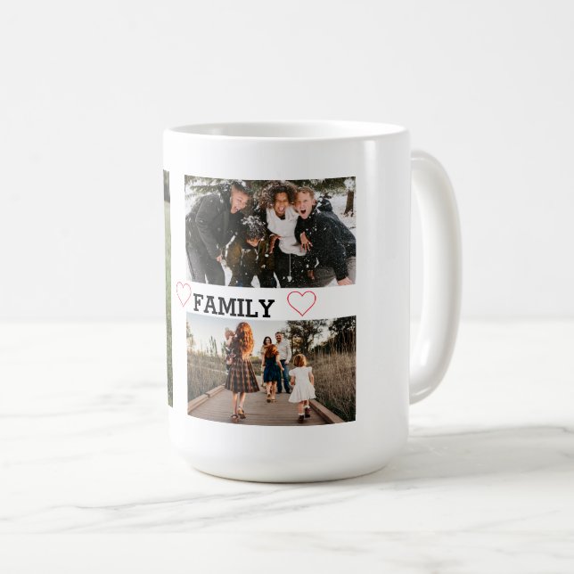 Simple Family Three Photo Coffee Mug (Front Right)