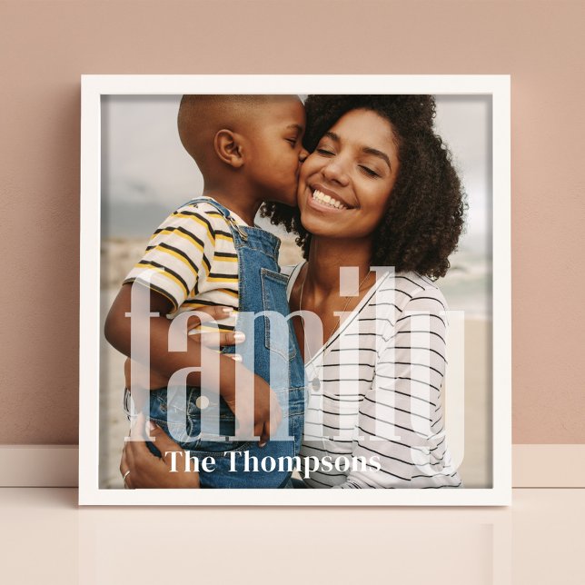 Simple Family Typography Minimalist Overlay Custom Photo Print (Simple minimalist modern style typography custom photo print. )