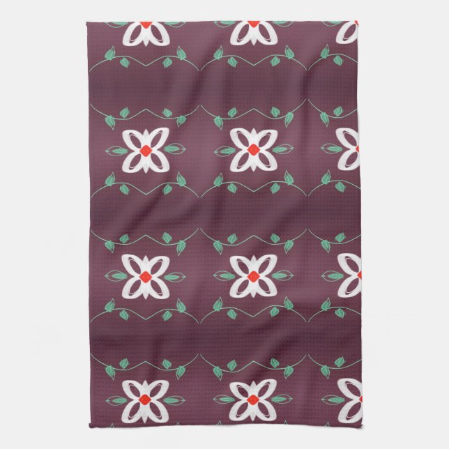 Simple Fancy Tea-Towel With Red and Plum Tea Towel (Vertical)