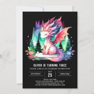 Simple Fantasy Dragon Birthday Invitation