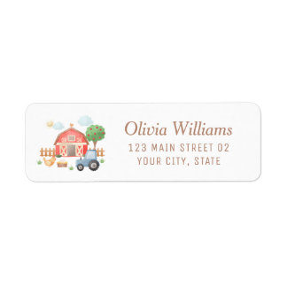 Simple Farm Birthday Party Return Address