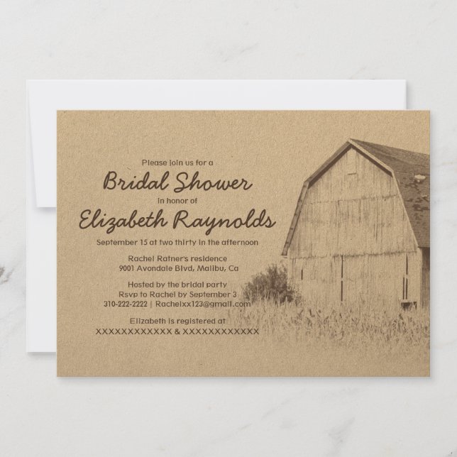 Simple Farm Bridal Shower Invitations (Front)