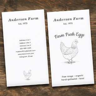 Simple Farm Fresh Eggs with Hen Vertical  Business Card