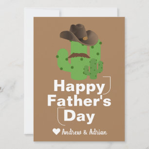 simple father's day, cactus shirt cowboy Moustache Holiday Card