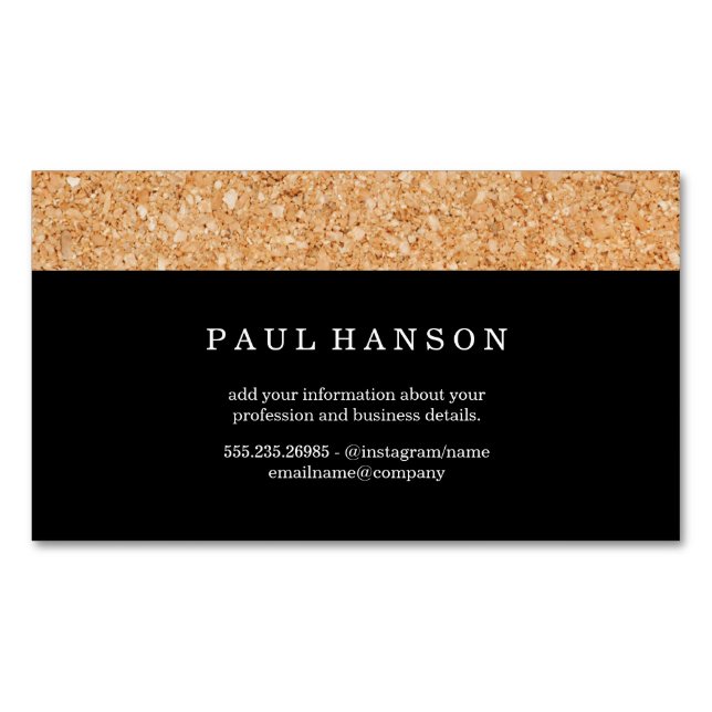 Simple Faux Cork Print Magnetic Business Card (Front)