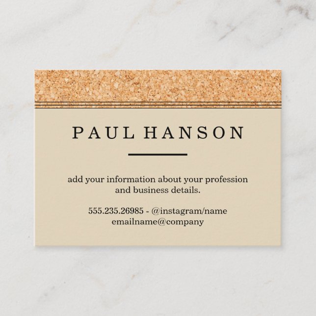 Simple Faux Cork Trim Print Business Card (Front)
