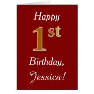 Simple Faux Gold 1st Birthday + Custom Name Card