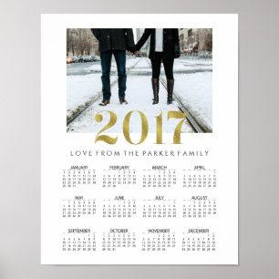 Simple Faux Gold 2017 Family Photo Calendar Poster