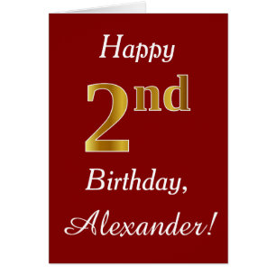 Simple Faux Gold 2nd Birthday + Custom Name Card