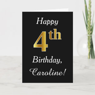 Simple Faux Gold 4th Birthday + Custom Name Card