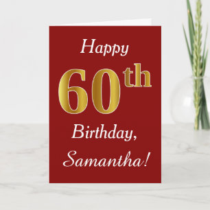 Simple Faux Gold 60th Birthday + Custom Name Card