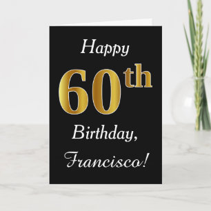 Simple Faux Gold 60th Birthday + Custom Name Card
