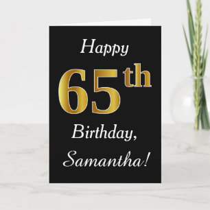 Simple Faux Gold 65th Birthday + Custom Name Card