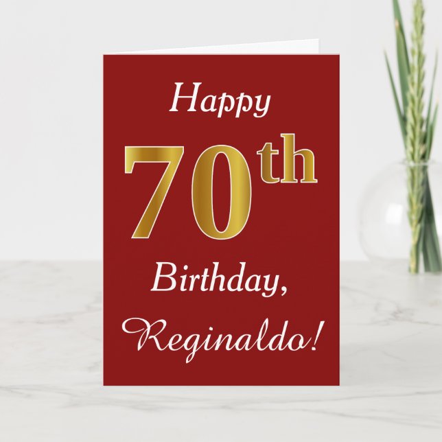 Simple Faux Gold 70th Birthday + Custom Name Card (Front)