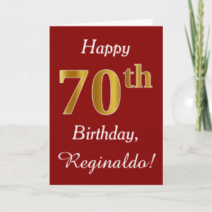 Simple Faux Gold 70th Birthday + Custom Name Card